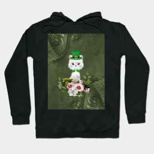 Happy st. patrick’s day, cute little cat and flowers Hoodie